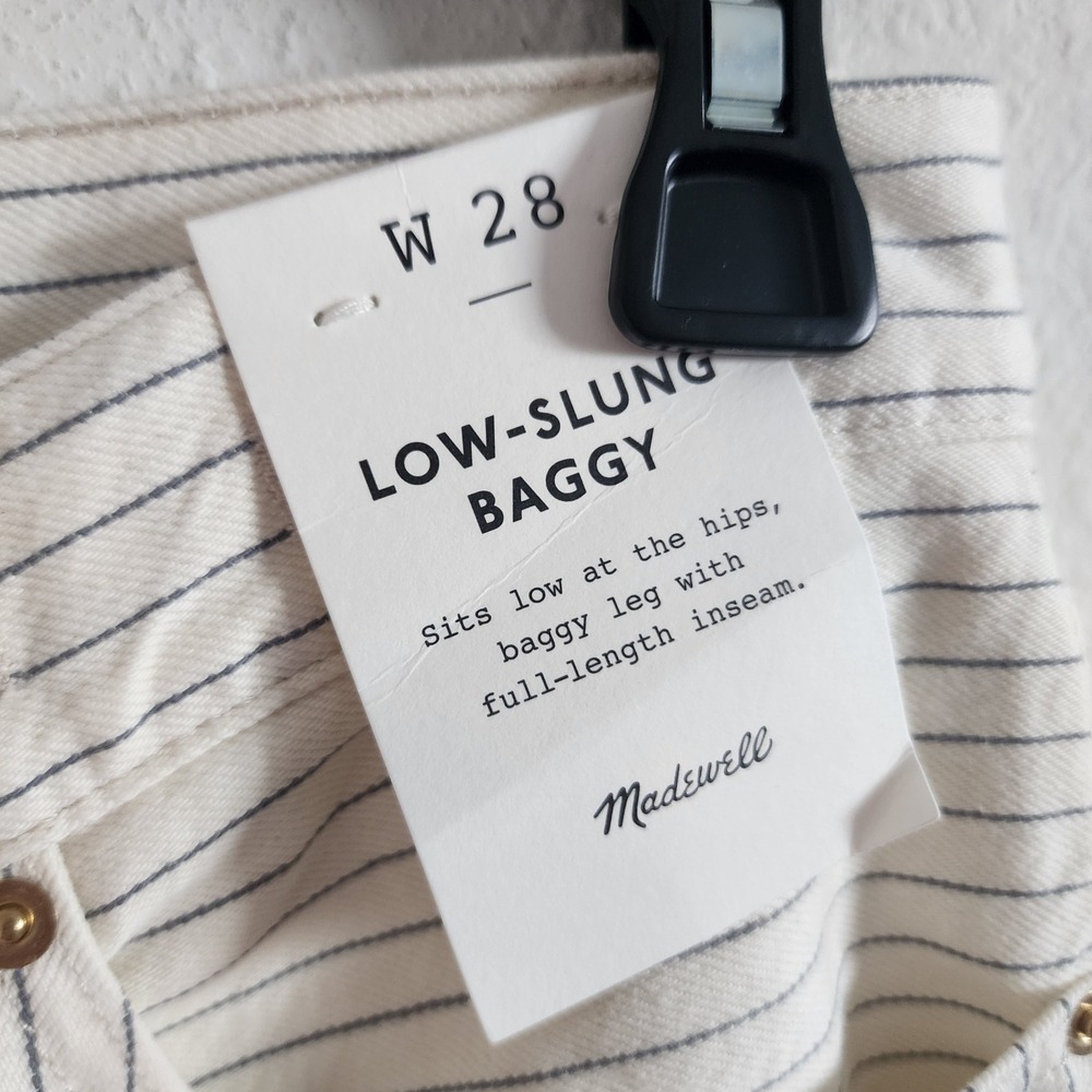 Madewell Women's Low-Slung Baggy Pinstripe Jeans W28 Full‎ Length Inseam - Picture 4 of 6